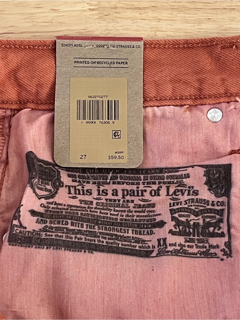 Levi’s 501 Burnt Orange High Rise Shorts NWT 27 - Picture 9 of 10